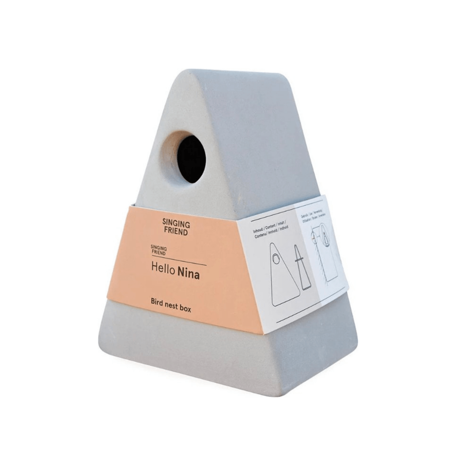 Singing Friend - Hello Nina - Handgemaakt Keramisch Vogelnestkastje - Verkrijgbaar in Beige of Grijs - Avoid Singing Friend - Hello Nina - Handgemaakt Keramisch Vogelnestkastje - Verkrijgbaar in Beige of Grijs - Avoid