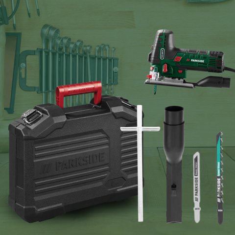 PARKSIDE® Decoupeerzaag 800W – Elektrische Zaagmachine voor Hout, Metaal & Aluminium – Met Laser, LED & Koffer