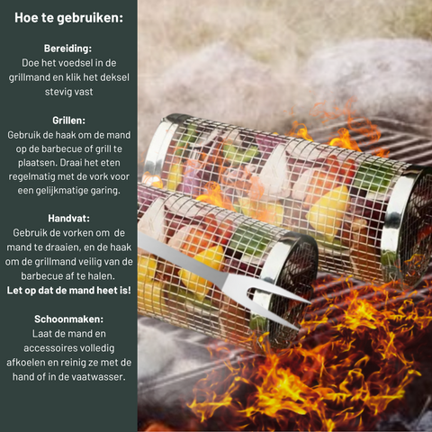 AVOID® - Grillmand BBQ - Set Van 2 - Verkrijgbaar in 2 Maten