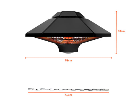 <tc>AVOID</tc> | Lampada riscaldante a infrarossi SHL-2000BR – 2000W | Per interni ed esterni | Con telecomando e illuminazione a LED