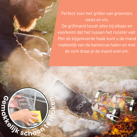 AVOID® - Grillmand BBQ - Set Van 2 - Verkrijgbaar in 2 Maten