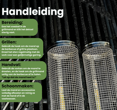AVOID® - Grillmand BBQ - Set Van 2 - Verkrijgbaar in 2 Maten