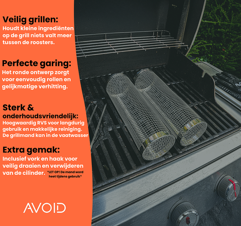 AVOID® - Grillmand BBQ - Set Van 2 - Verkrijgbaar in 2 Maten