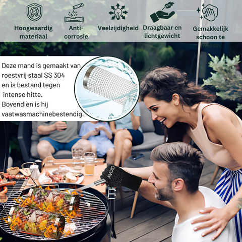 AVOID® - Grillmand BBQ - Set Van 2 - Verkrijgbaar in 2 Maten