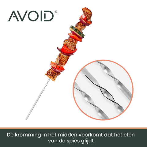 RVS BBQ spiezen 30 cm - set van 20 herbruikbare barbecue spiezen - Vaatwasserbestendig en Hittebestendig