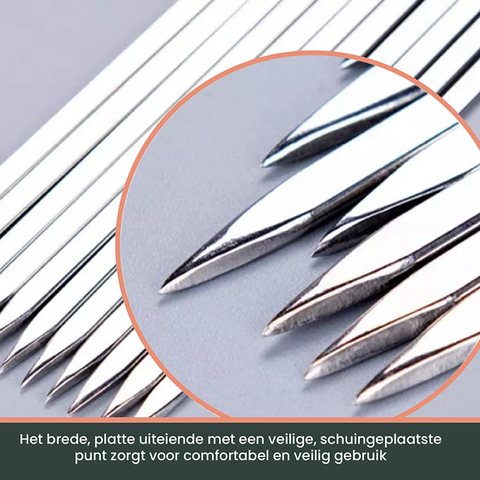 RVS BBQ spiezen 30 cm - set van 20 herbruikbare barbecue spiezen - Vaatwasserbestendig en Hittebestendig