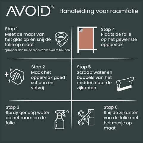 AVOID® - Raamfolie - UV Werend - Verschillende Maten