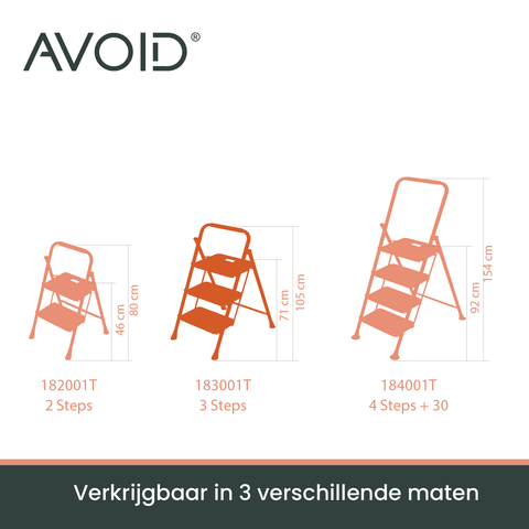 AVOID Huishoudtrap – Keukentrap Opstapkrukje – Inklapbare Trapladder – Wit – Veilig & Stabiel - Avoid