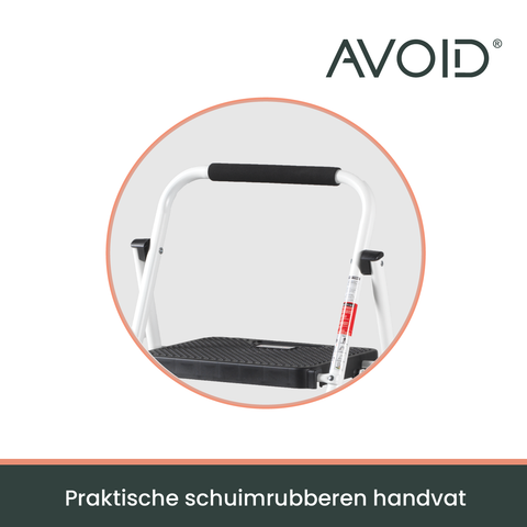 AVOID Huishoudtrap – Keukentrap Opstapkrukje – Inklapbare Trapladder – Wit – Veilig & Stabiel - Avoid