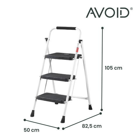 AVOID Huishoudtrap – Keukentrap Opstapkrukje – Inklapbare Trapladder – Wit – Veilig & Stabiel - Avoid