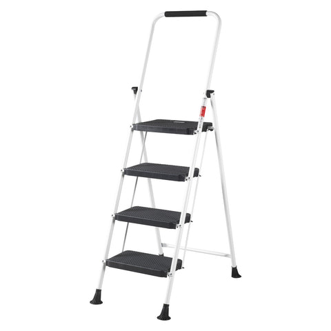 AVOID Huishoudtrap – Keukentrap Opstapkrukje – Inklapbare Trapladder – Wit – Veilig & Stabiel - Avoid