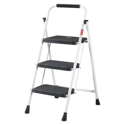 AVOID Huishoudtrap – Keukentrap Opstapkrukje – Inklapbare Trapladder – Wit – Veilig & Stabiel - Avoid