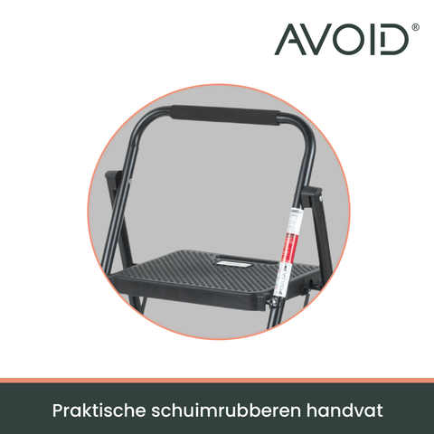 AVOID Huishoudtrap – Keukentrap Opstapkrukje – Inklapbare Trapladder – Zwart – Veilig & Stabiel - Avoid
