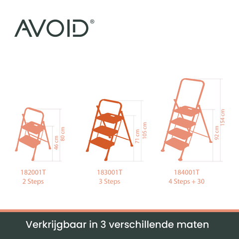 AVOID Huishoudtrap – Keukentrap Opstapkrukje – Inklapbare Trapladder – Zwart – Veilig & Stabiel - Avoid