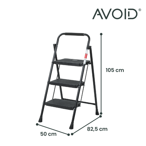 AVOID Huishoudtrap – Keukentrap Opstapkrukje – Inklapbare Trapladder – Zwart – Veilig & Stabiel - Avoid