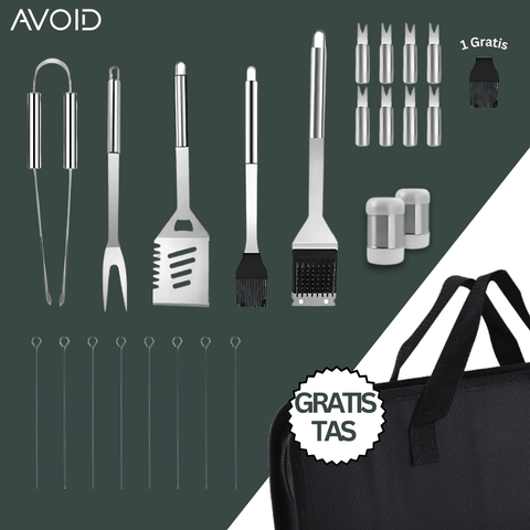 AVOID® - 28-delige Roestvrijstalen BBQ Gereedschapset - Avoid