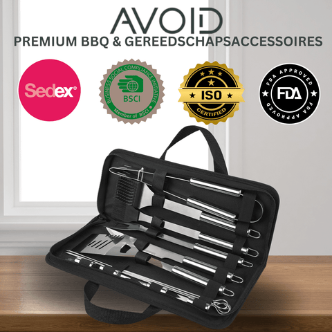 AVOID® - 28-delige Roestvrijstalen BBQ Gereedschapset - Avoid