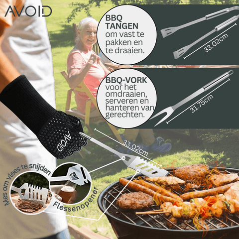 AVOID® - 28-delige Roestvrijstalen BBQ Gereedschapset - Avoid