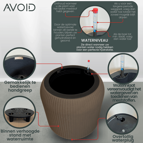 Plantenpot met Waterreservoir Seville Collectie L - Avoid Plantenpot met Waterreservoir Seville Collectie L - Avoid