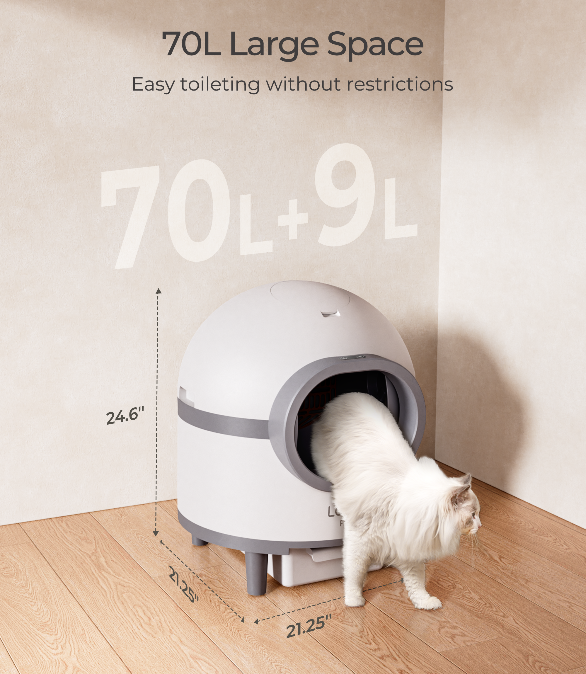 HONITURE Smart litter box 70l Self -cleaning with app – Avoid
