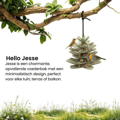 Singing Friend - Hello Jesse - 98% Gerecycled Plastic Vogelvoedersilo - Dennenappel Voedersilo - Avoid