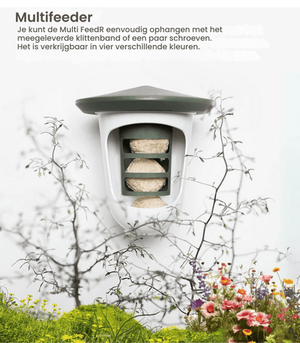 Singing Friend - Hello Multi Feedr - 100% Gerecycled Plastic Vogelvoederhuisje - Verkrijgbaar in Groen & Grijs - Avoid