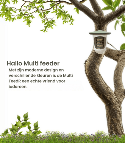 Singing Friend - Hello Multi Feedr - 100% Gerecycled Plastic Vogelvoederhuisje - Verkrijgbaar in Groen & Grijs - Avoid