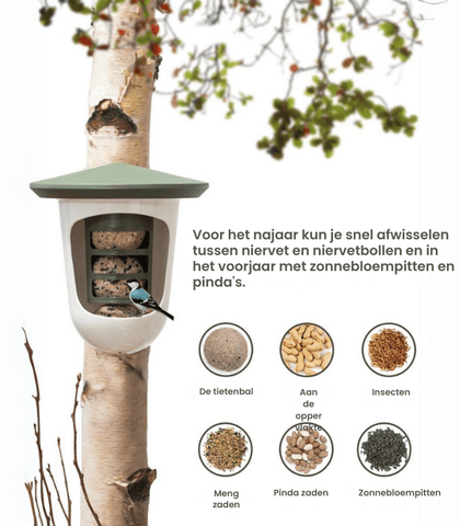 Singing Friend - Hello Multi Feedr - 100% Gerecycled Plastic Vogelvoederhuisje - Verkrijgbaar in Groen & Grijs - Avoid