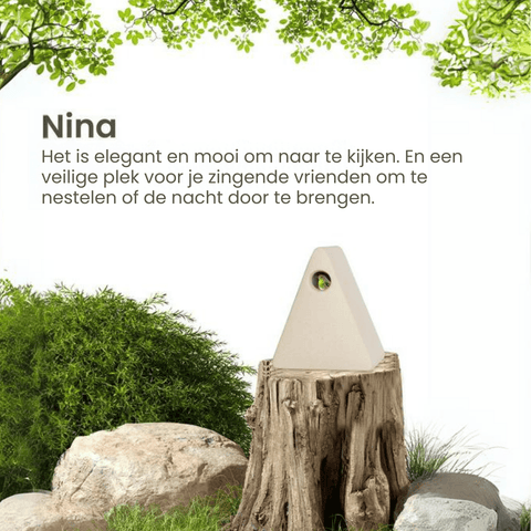Singing Friend - Hello Nina - Handgemaakt Keramisch Vogelnestkastje - Verkrijgbaar in Beige of Grijs - Avoid