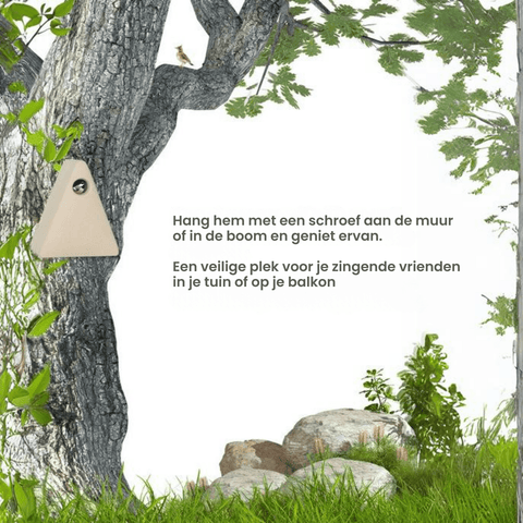 Singing Friend - Hello Nina - Handgemaakt Keramisch Vogelnestkastje - Verkrijgbaar in Beige of Grijs - Avoid