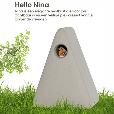 Singing Friend - Hello Nina - Handgemaakt Keramisch Vogelnestkastje - Verkrijgbaar in Beige of Grijs - Avoid